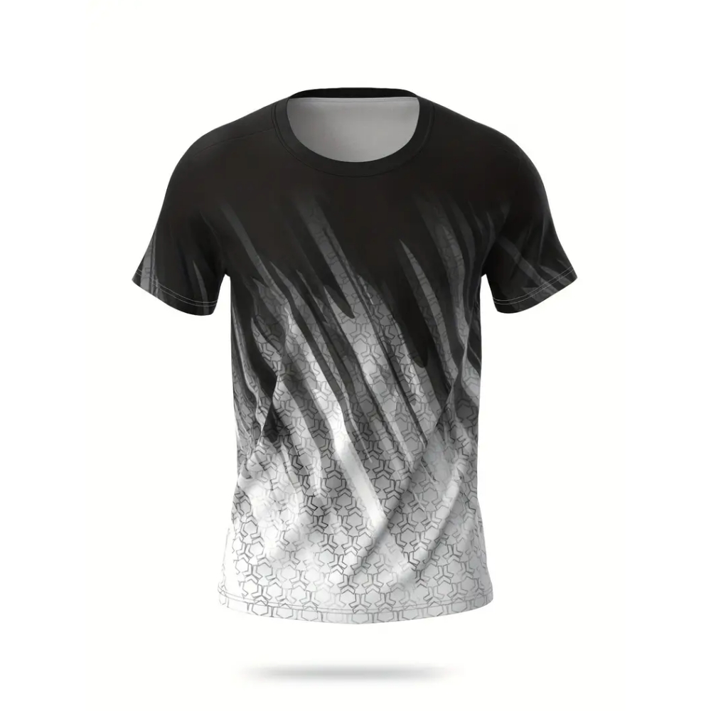 Badminton Png - Gradient Striped Printed T-shirt for Badminton